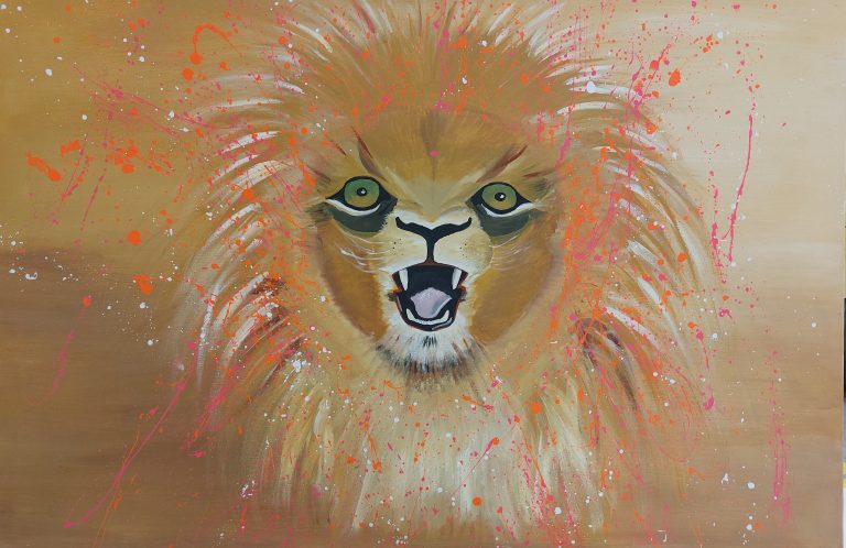 Löwe mit fluoriszierenden Effekten 120x90 cm 777,00 €
